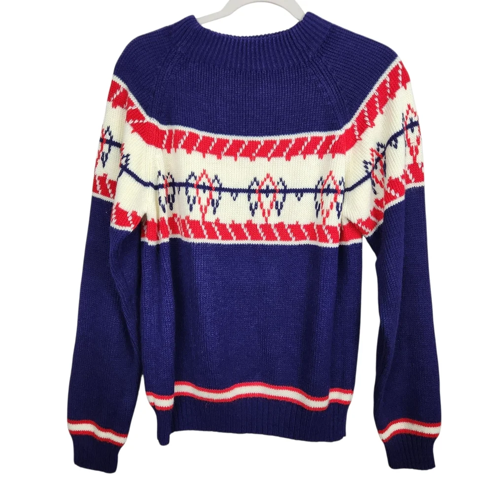 Vintage Montgomery Ward Fair Isle Geometic Print Ribbed Knit Sweater Medium
